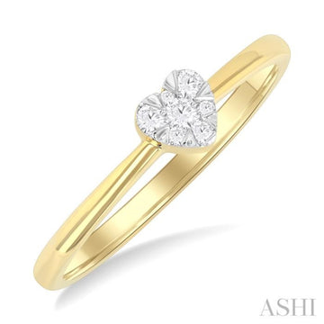 1/10 Ctw Lovebright Petite Heart Shape Round Cut Diamond Fashion Ring in 10K Yellow Gold